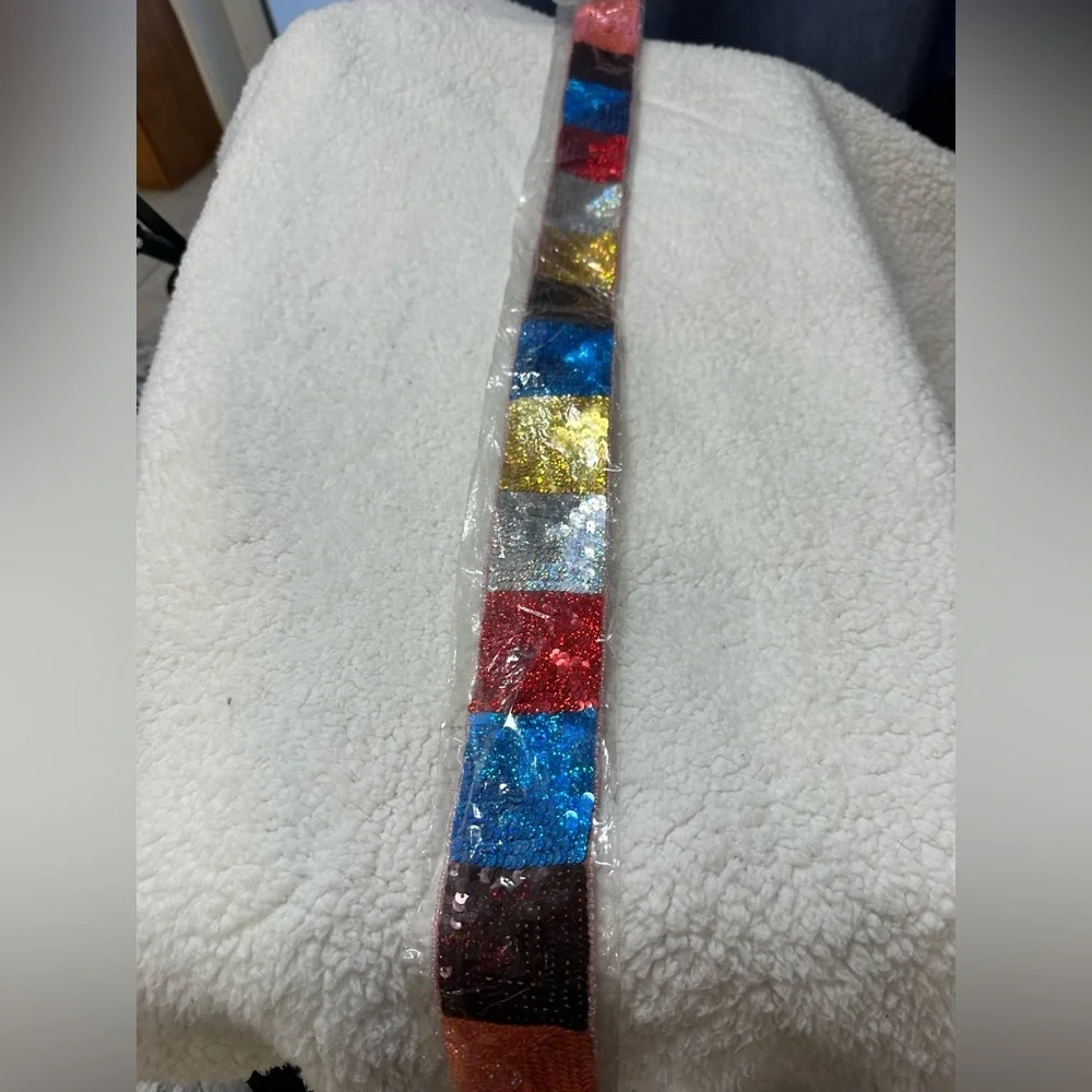 Vintage Raj Multicolor Sequin Tie Belt Deadstock new in package Festival Boho